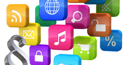 Software concept: cloud of program icons