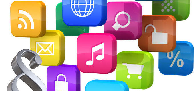 Software concept: cloud of program icons